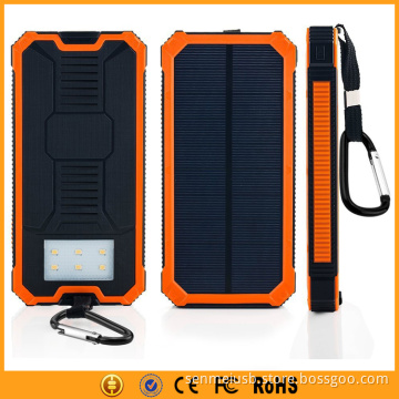 Dual USB 5V 2.1A Portable Solar Powerbank 15000mAh with LED Light